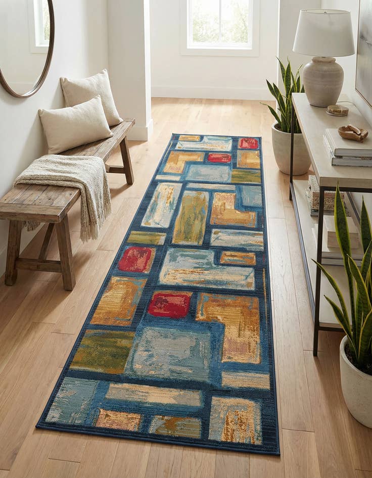Detail image of 2' 7 x 10' Easy-Clean Modern Indoor / Outdoor Runner Rug