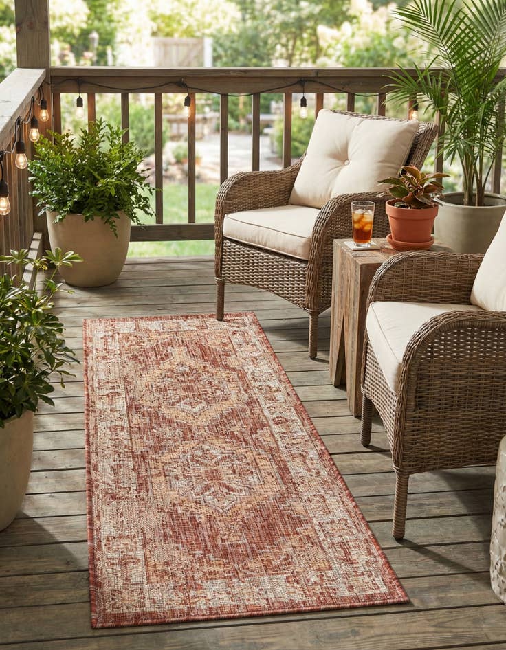 Detail image of  2' x 5' 3  Washable Traditional Indoor / Outdoor Runner Rug