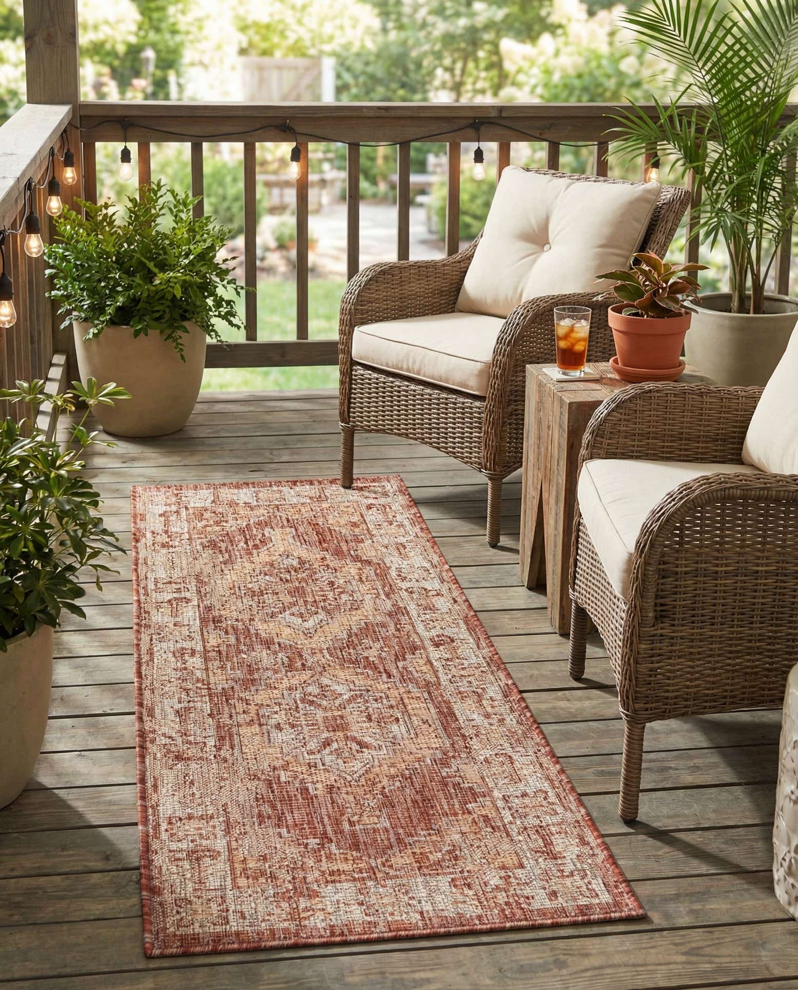 2' x 5' 3 Easy-Clean Traditional Indoor / Outdoor Runner Rug