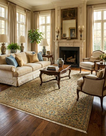7' 2 x 10' 3 Hand Knotted Kashan Persian Rug