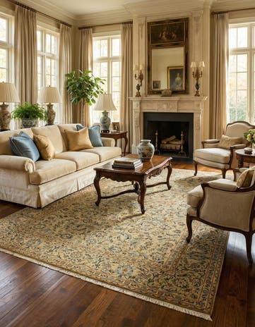 7' 2 x 10' 3 Hand Knotted Kashan Persian Rug