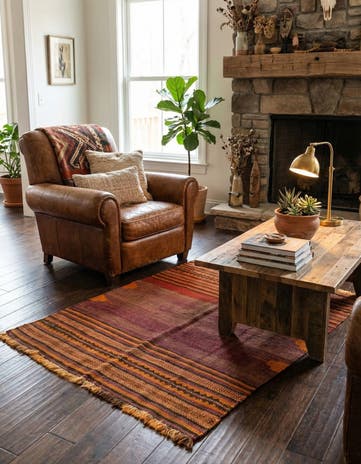 3' 5 x 3' 7 Hand Woven Kilim Fars Wool Square Rug