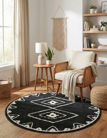 Black Oslo Round Rug
