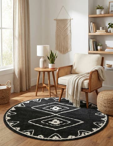 Black Oslo Round Rug