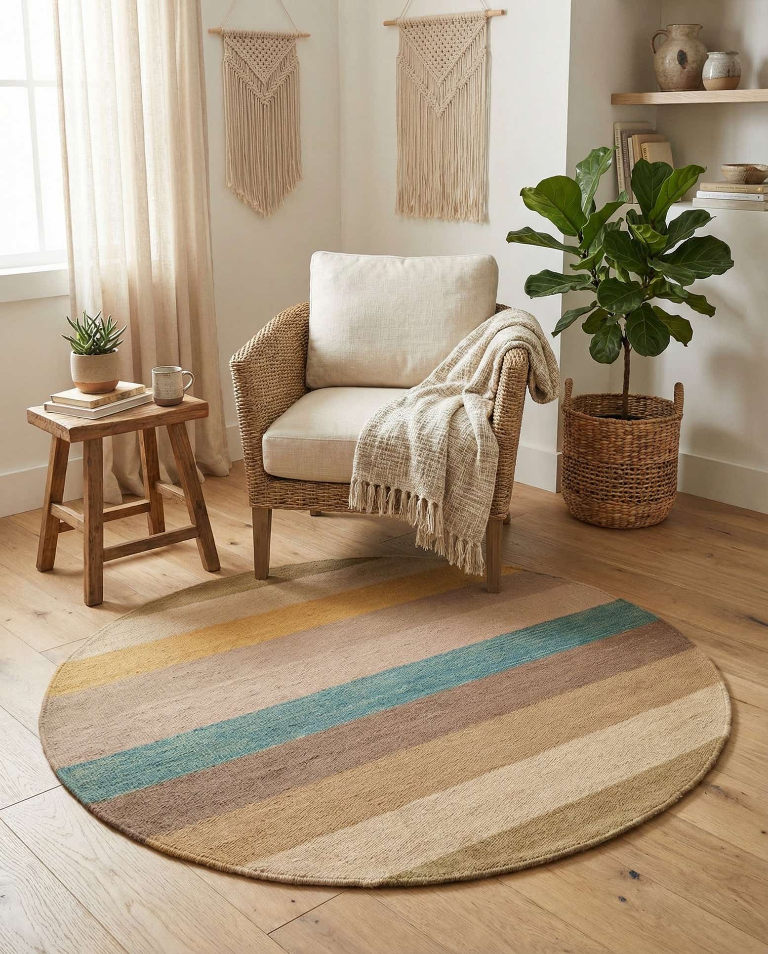 2' 3 x 2' 5 Hand Woven Pillow Wool Round Rug