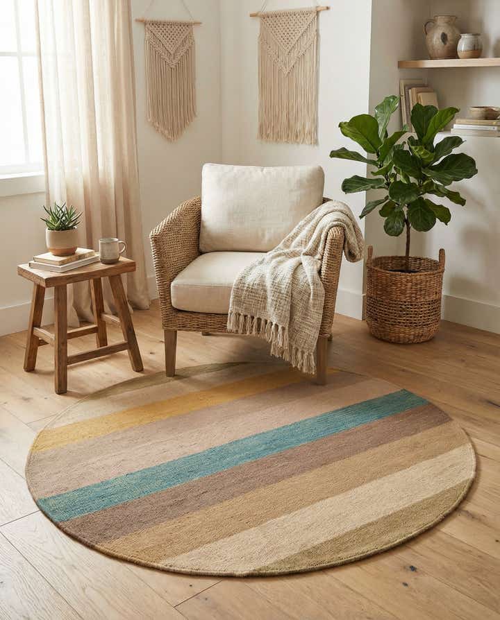 2' 3 x 2' 5 Hand Woven Pillow Wool Round Rug