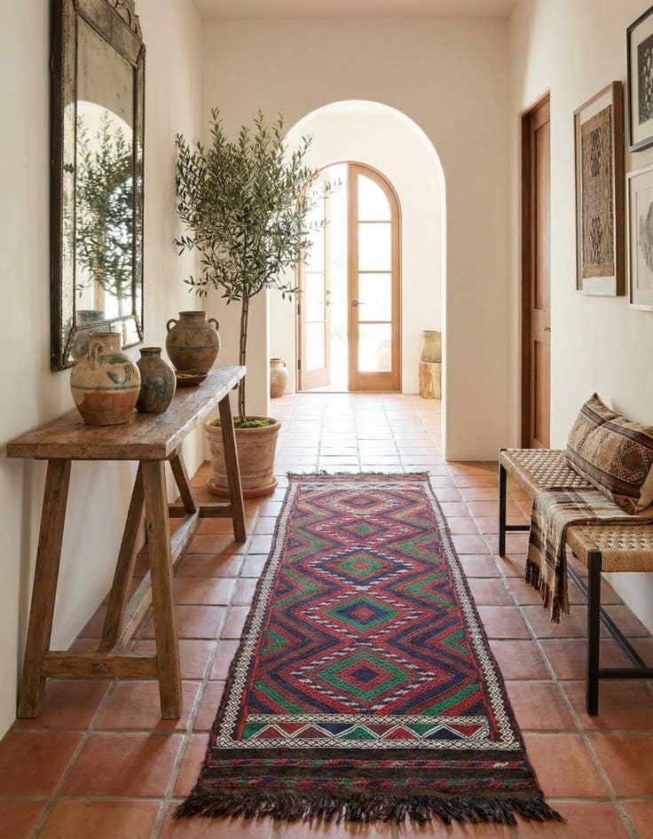 Detail image of 2' 1 x 8' 1 Hand Knotted Kilim Fars Persian Wool Runner Rug
