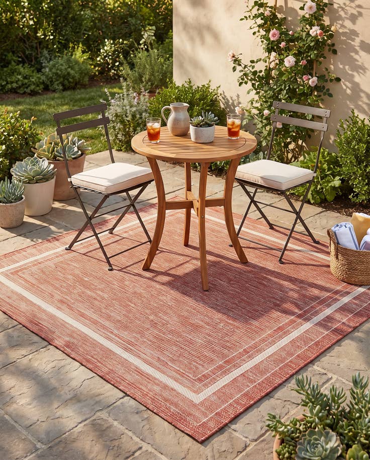 Detail image of 5' 3 x 5' 3 Easy-Clean Border Indoor / Outdoor Square Rug
