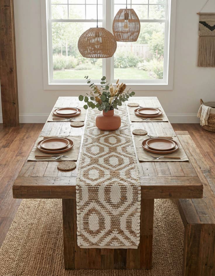 Detail image of  1' 2 x 10'  Hand Woven Chindi Jute Table Runner Rug