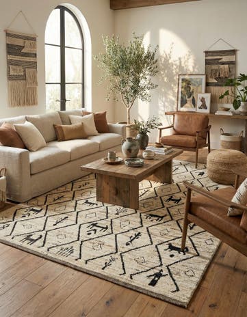 6' 9 x 9' 8 Hand Knotted Moroccan Wool Rug
