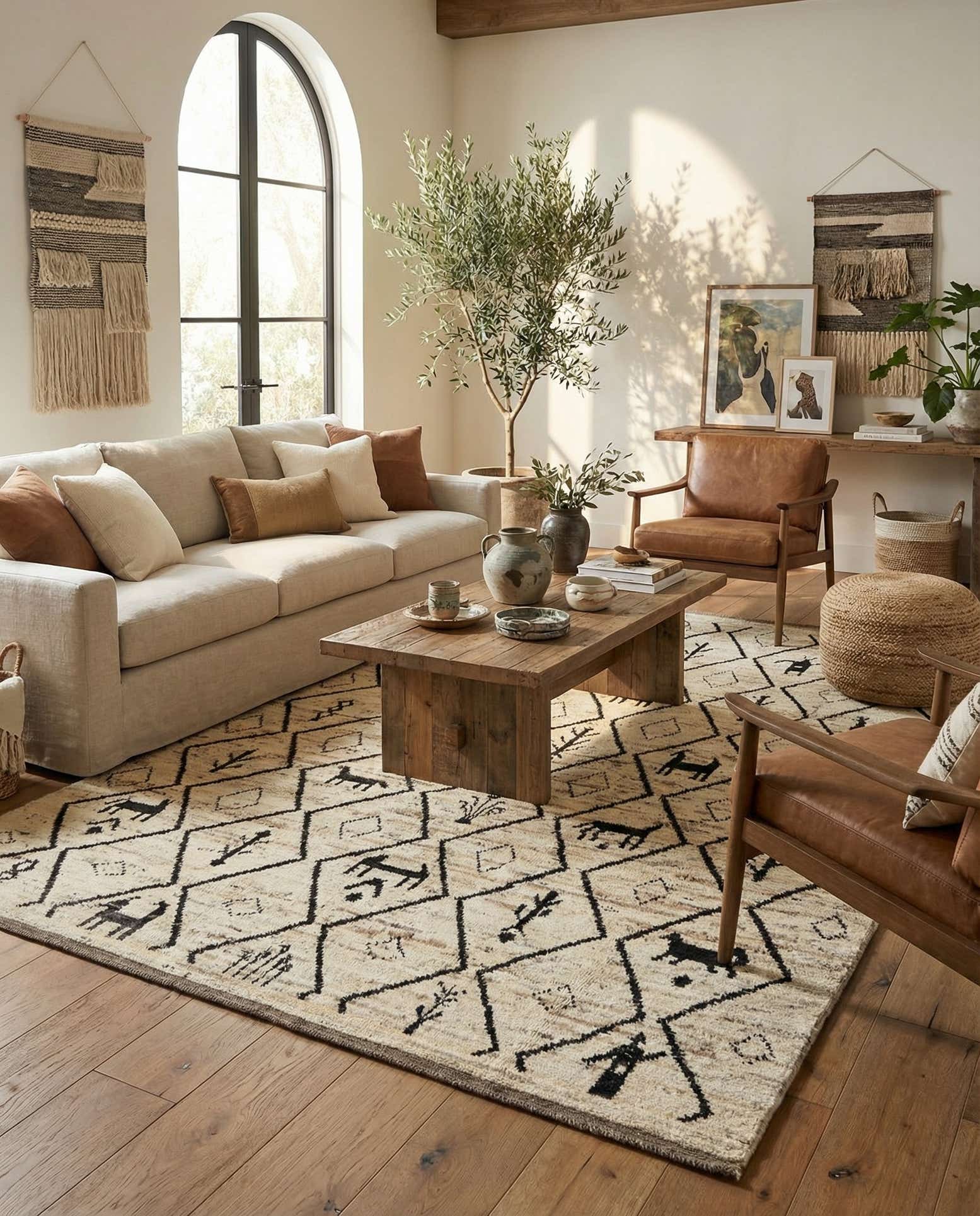 6' 9 x 9' 8 Hand Knotted Moroccan Wool Rug