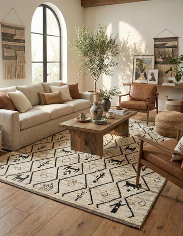 6' 9 x 9' 8 Hand Knotted Moroccan Wool Rug