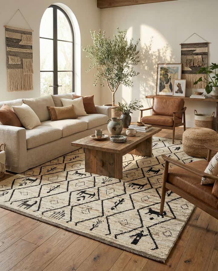 6' 9 x 9' 8 Hand Knotted Moroccan Wool Rug