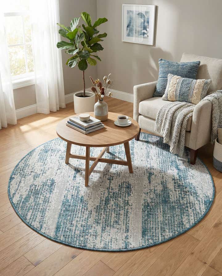 4' x 4' Easy-Clean Modern Indoor / Outdoor Round Rug