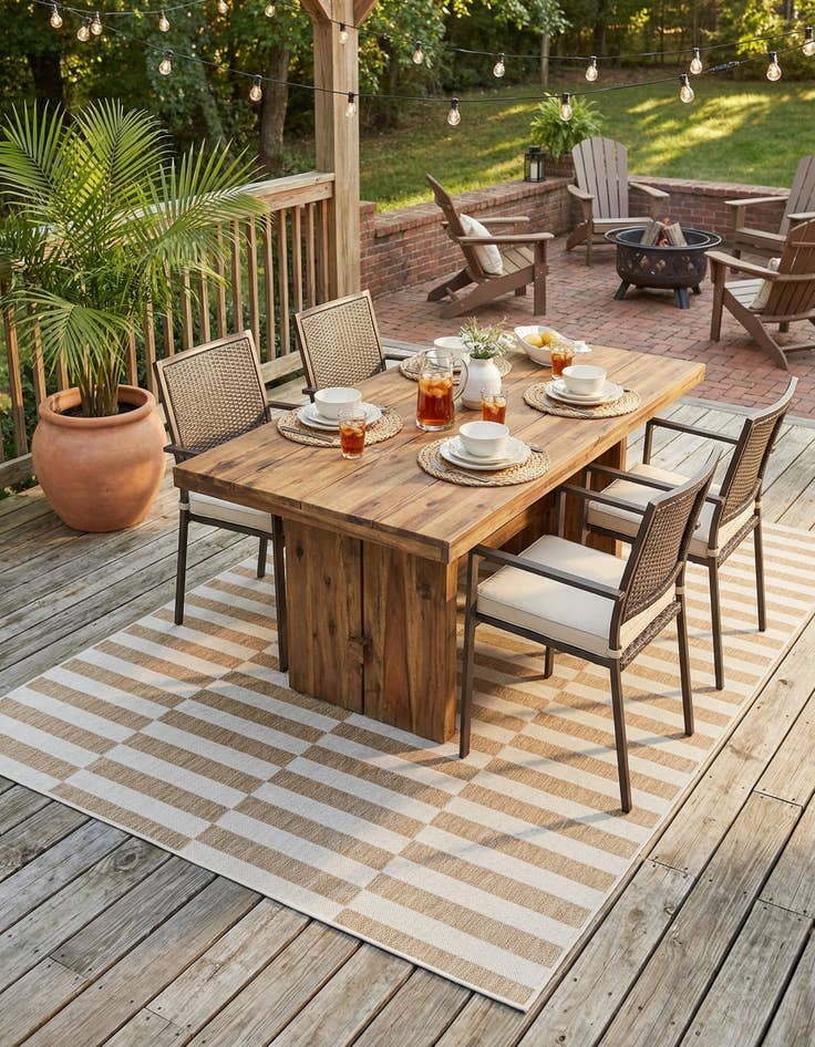 Detail image of 6' x 9' Easy-Clean Striped Indoor / Outdoor Rug