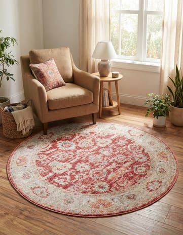 Red Noble Round Rug