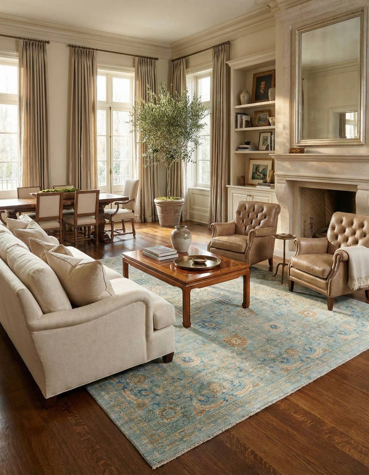 Detail image of 8' 10 x 11' 6  Hand Knotted Ziegler Rug