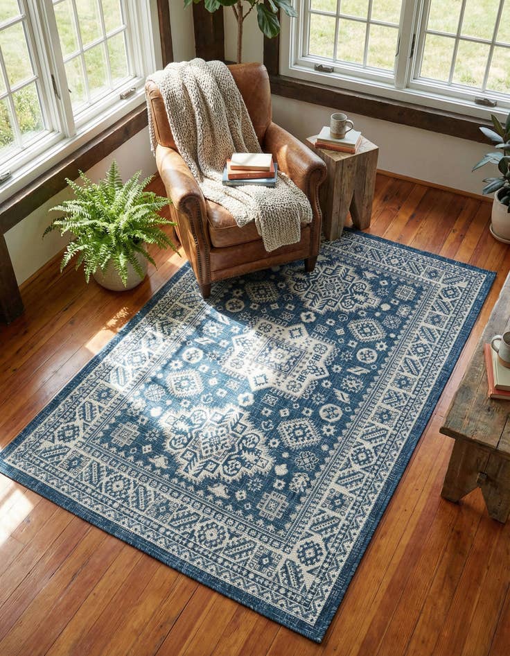 Detail image of 4' x 6'  Washable Aztec Indoor / Outdoor Rug