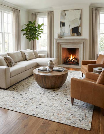 8' 2 x 9' 10 Cowhide Leather Rug