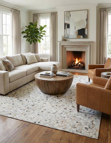 8' 2 x 9' 10 Cowhide Leather Rug