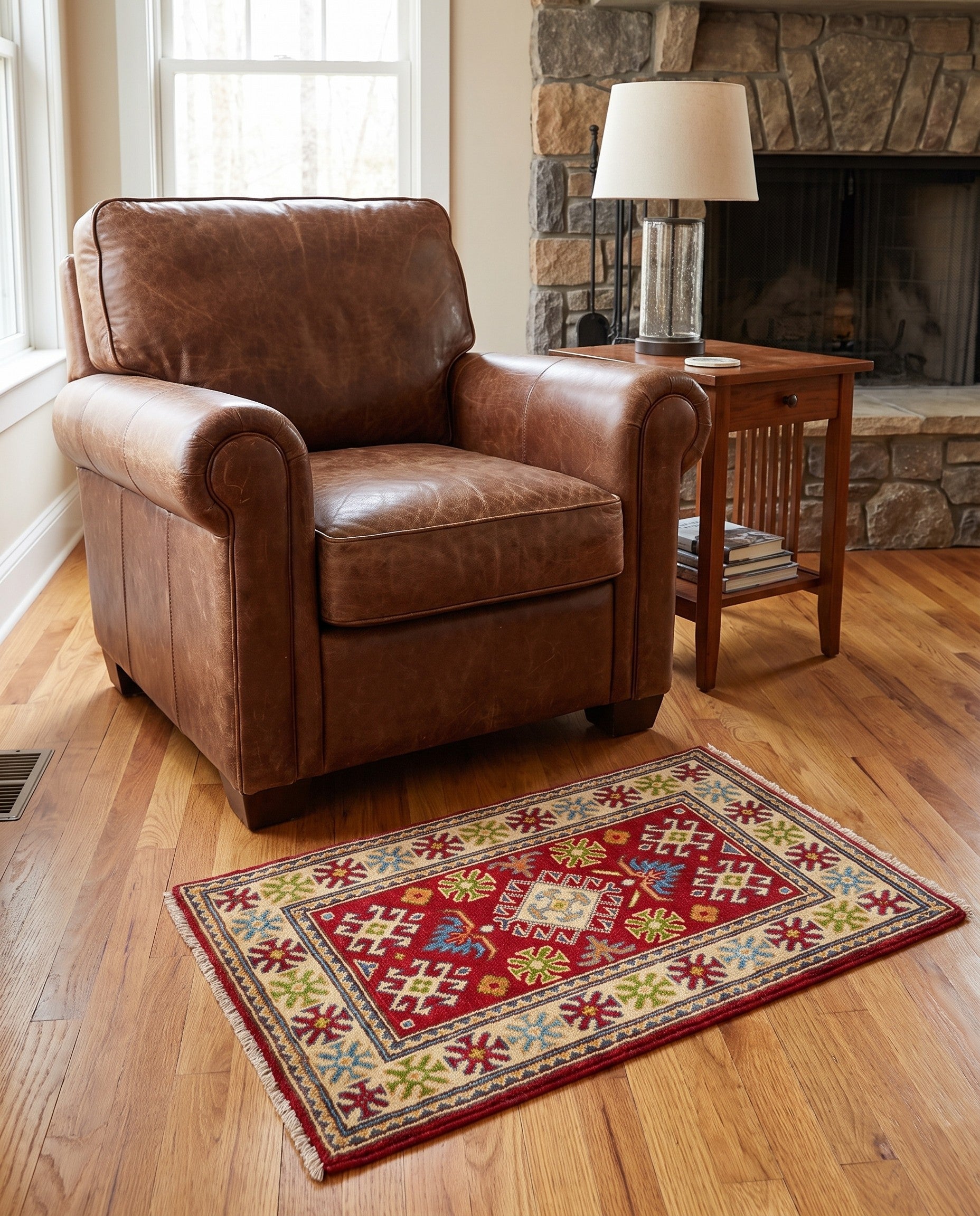 1' 11 x 3' 3 Hand Knotted Kazak Rug