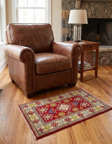 1' 11 x 3' 3 Hand Knotted Kazak Rug
