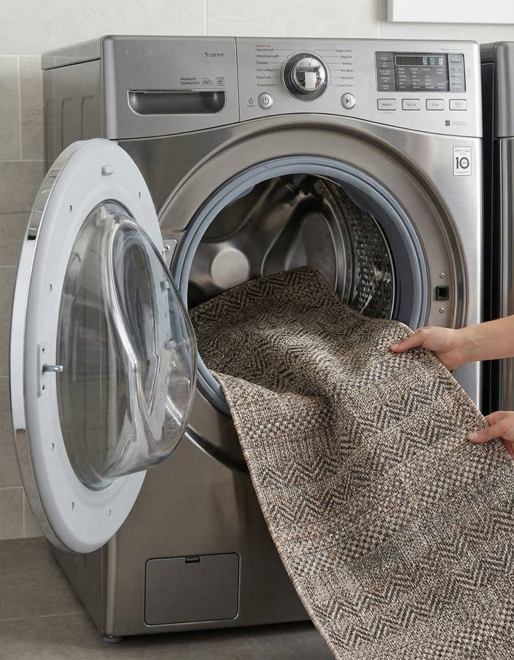 Detail image of 2' x 8'  Washable Striped Indoor / Outdoor Runner Rug