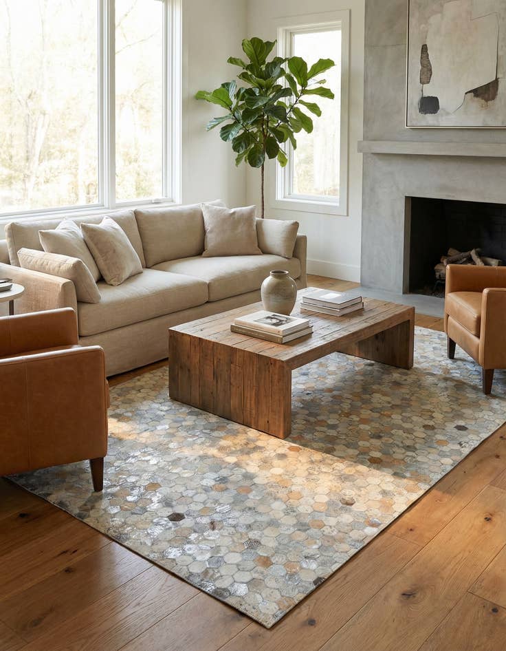 Detail image of 5' x 8' Cowhide Leather Rug