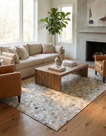 5' x 8' Cowhide Leather Rug