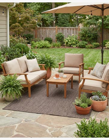 5' 3 x 7' Easy-Clean Solid Indoor / Outdoor Rug