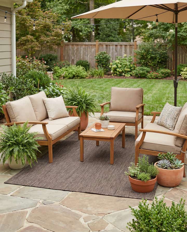 5' 3 x 7' Easy-Clean Solid Indoor / Outdoor Rug