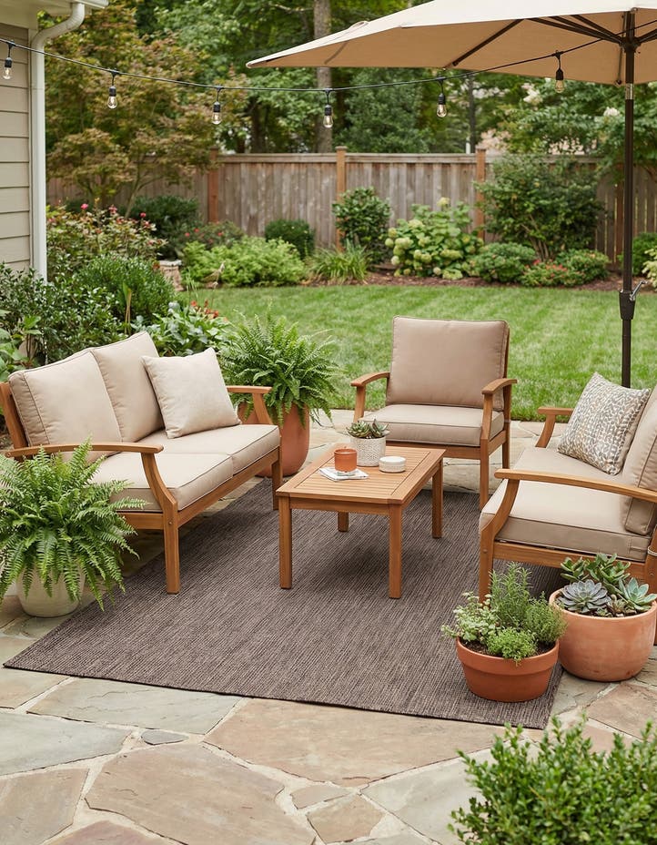 5' 3 x 7' Easy-Clean Solid Indoor / Outdoor ...