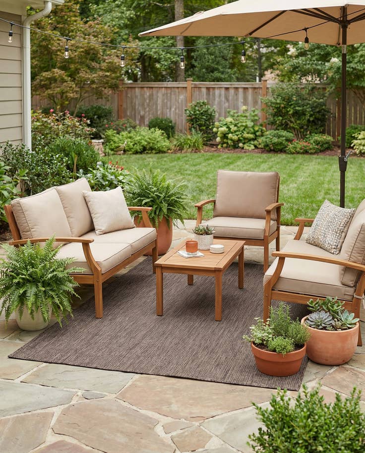 Detail image of 5' 3 x 7' Easy-Clean Solid Indoor / Outdoor Rug