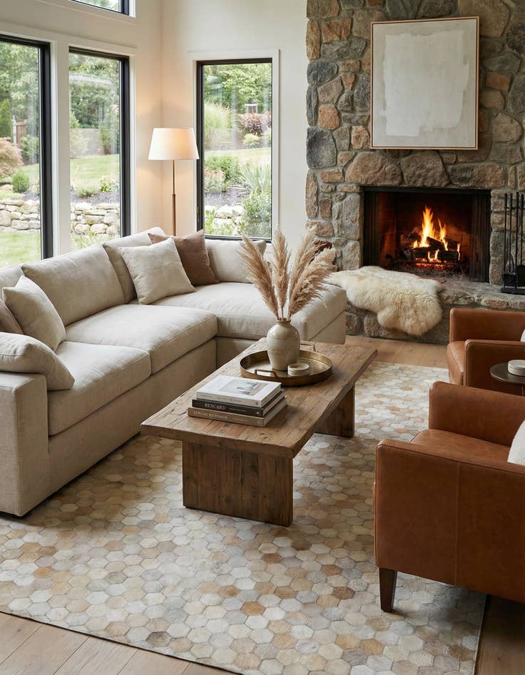 Detail image of 5' 3 x 7' 4 Cowhide Leather Rug