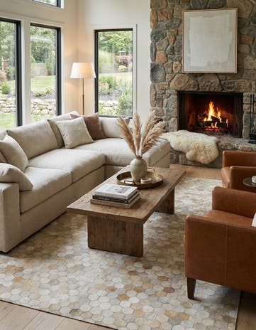 5' 3 x 7' 4 Cowhide Leather Rug