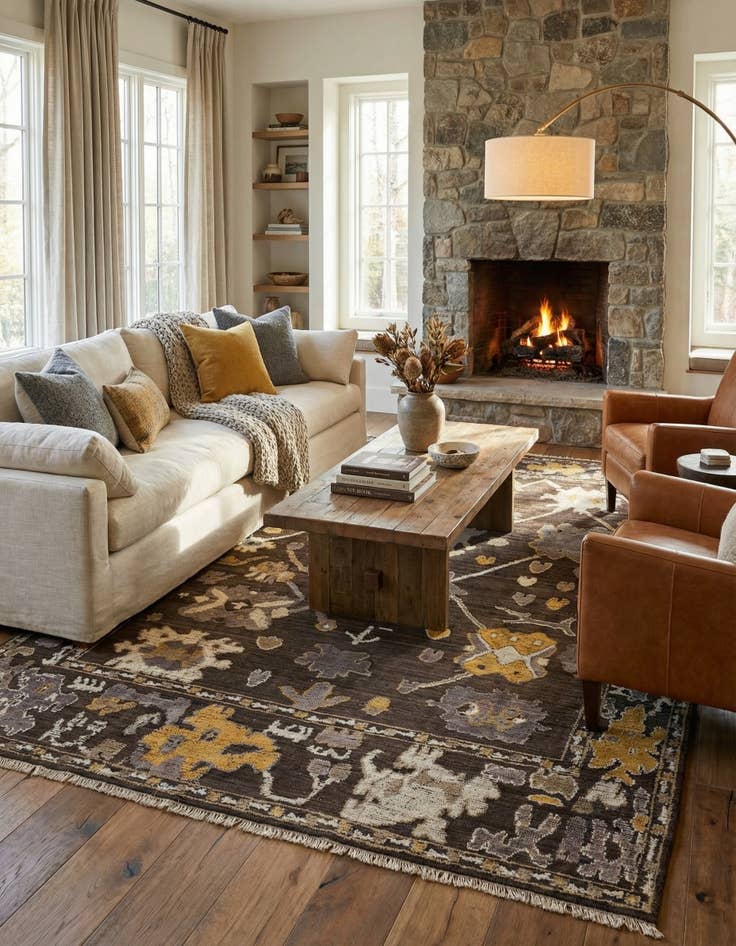 Detail image of 10' 2 x 14'  Hand Knotted Oushak Wool Rug