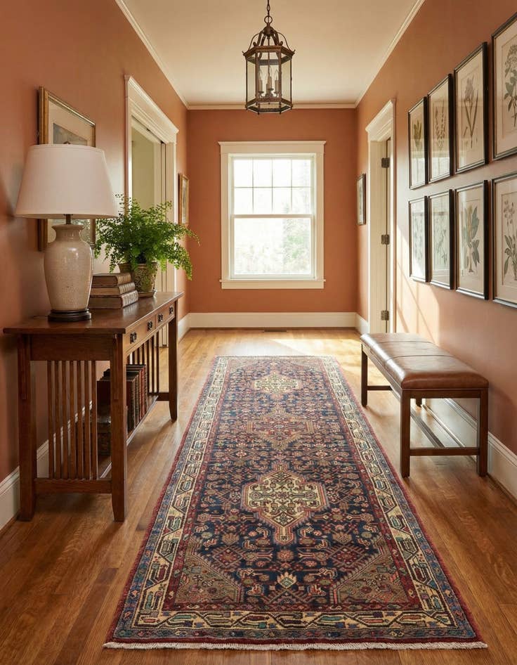 Detail image of 3' 9 x 11' Hand Knotted Darjazin Persian Wool Runner Rug