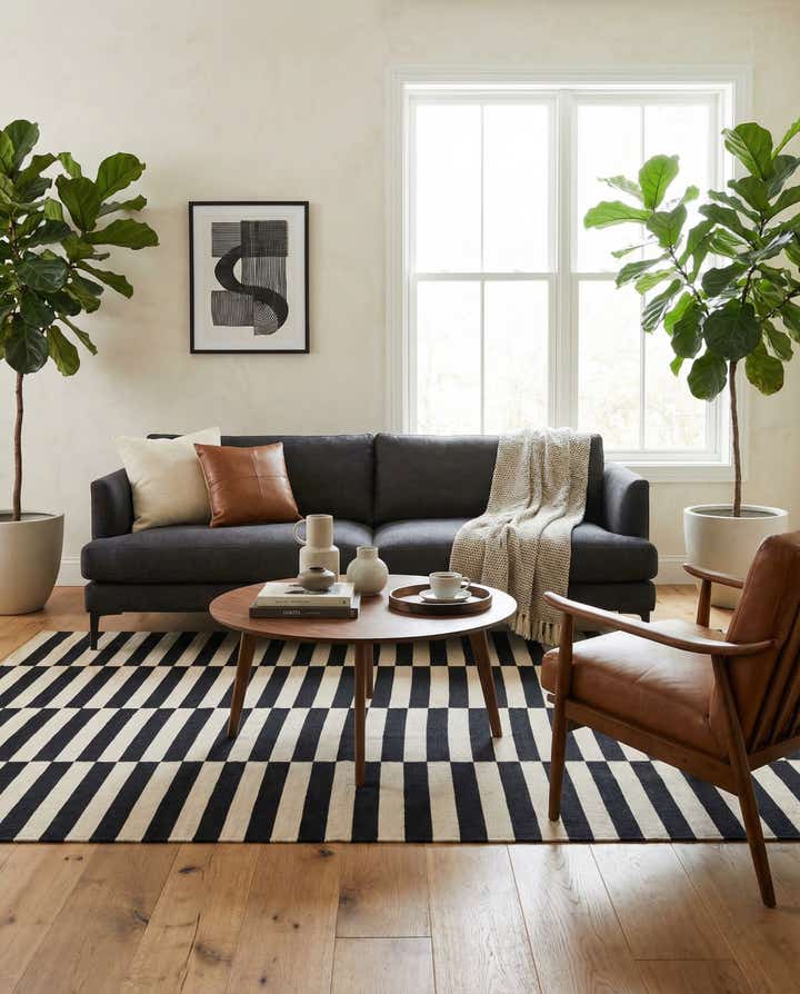 5' x 6' 5 Hand Woven Kilim Modern Wool Rug