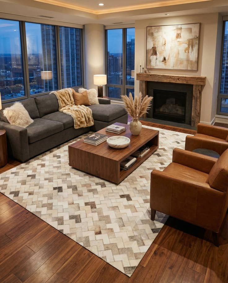 Detail image of 6' x 8' 11 Cowhide Stocks Rug