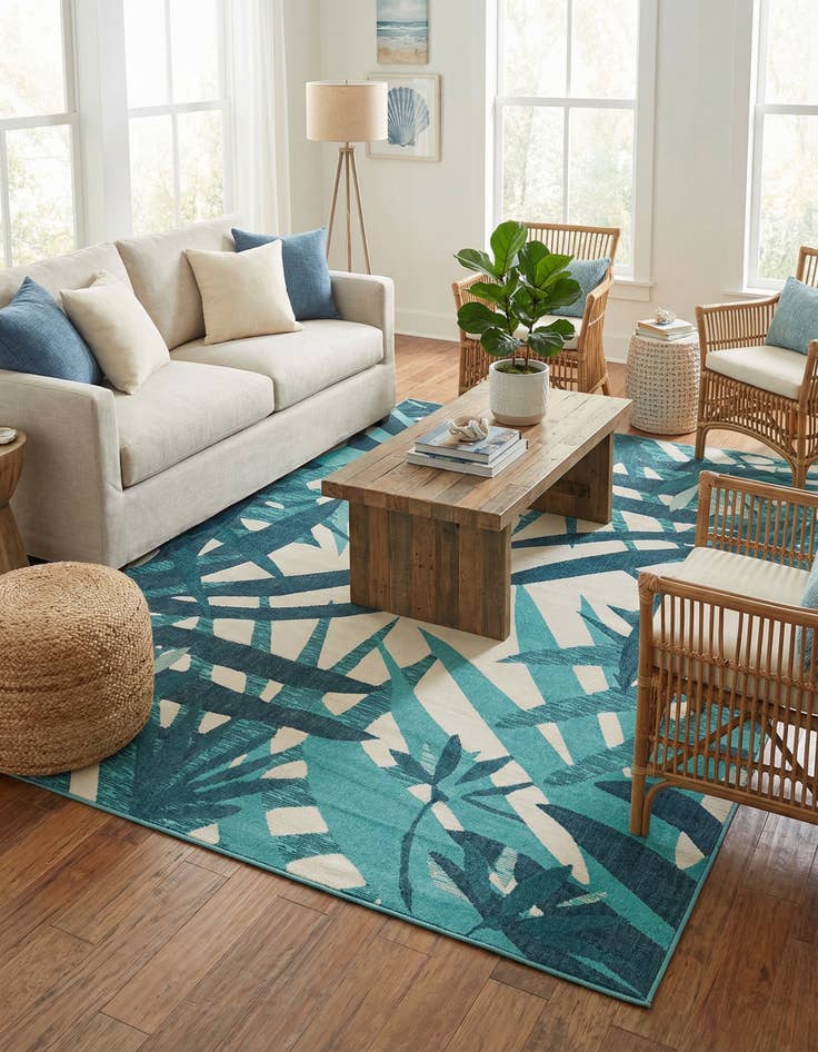 Detail image of 10' x 14' 2  Washable Botanical Indoor / Outdoor Rug