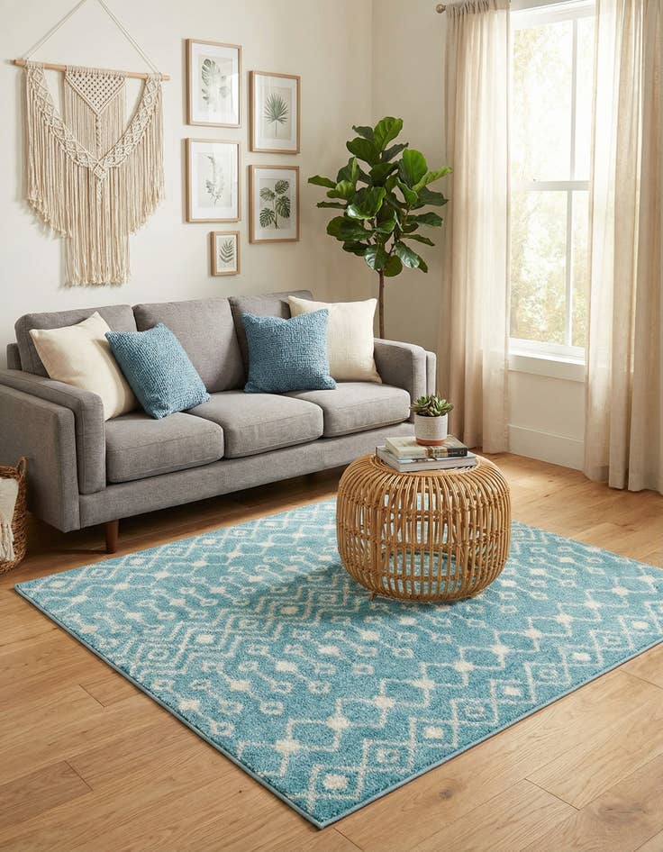 Detail image of 4' x 4' Moroccan Trellis Square Rug