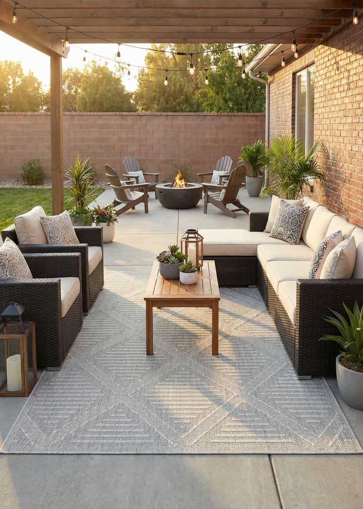 7' 10 x 10' Easy-Clean Trellis Indoor / Outdoor Rug
