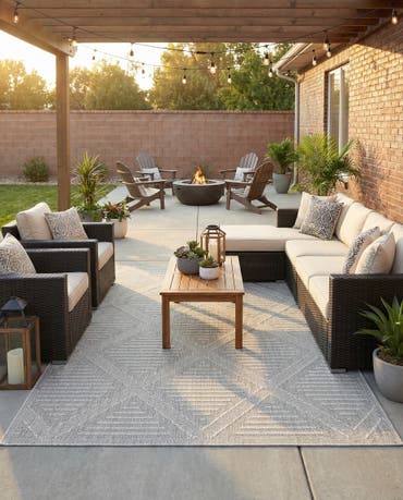  7' 10 x 10'  Easy-Clean Lattice Indoor / Outdoor Rug