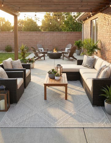 7' 10 x 10' Easy-Clean Trellis Indoor / Outdoor Rug