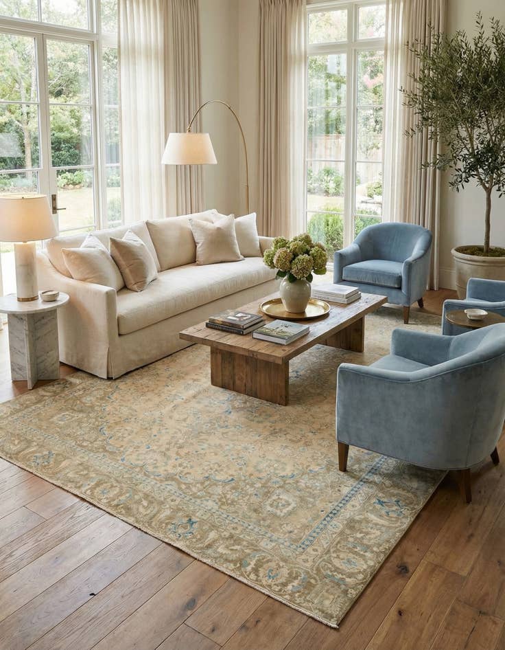 Detail image of 8' 10 x 11' 5  Hand Knotted Ultra Vintage Persian Wool Rug