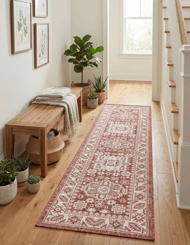 Detail image of 2' x 8'  Washable Aztec Indoor / Outdoor Runner Rug