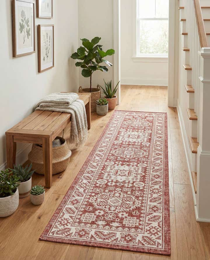 2' x 8' Easy-Clean Aztec Indoor / Outdoor Runner Rug