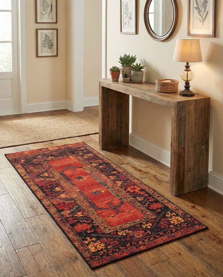 2' 7 x 5' 3 Easy-Clean Tribal Indoor / Outdoor Runner Rug