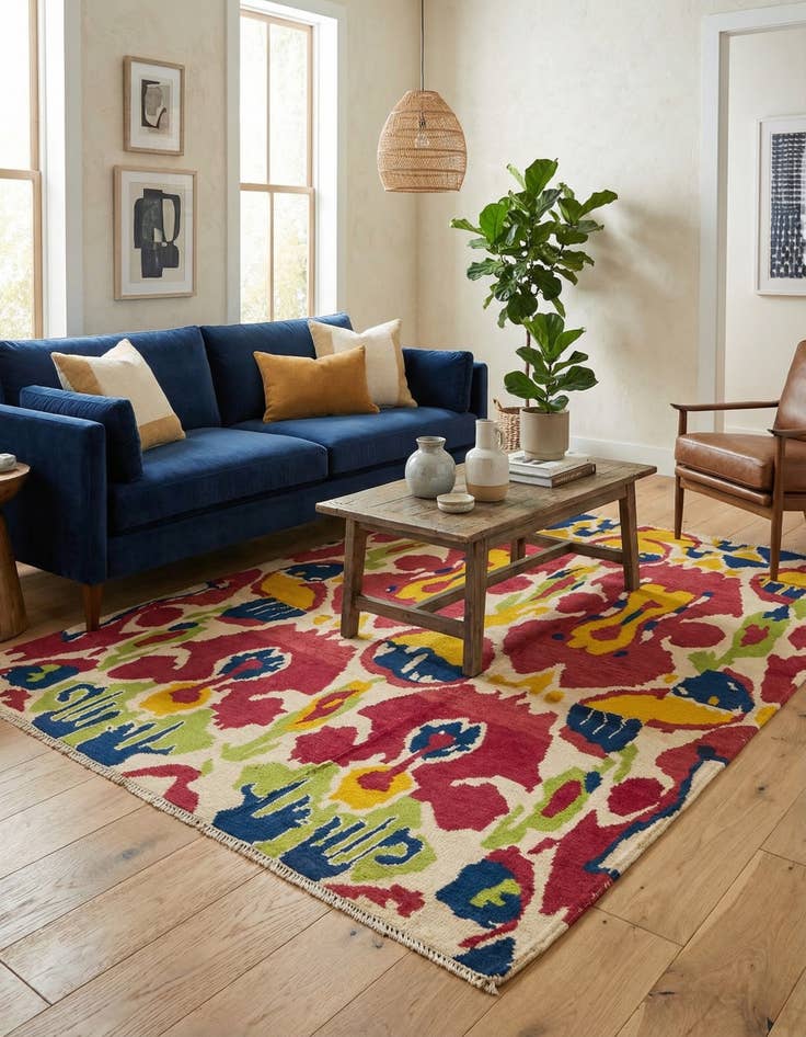 Detail image of 5' 4 x 8'  Hand Knotted Darya Wool Rug