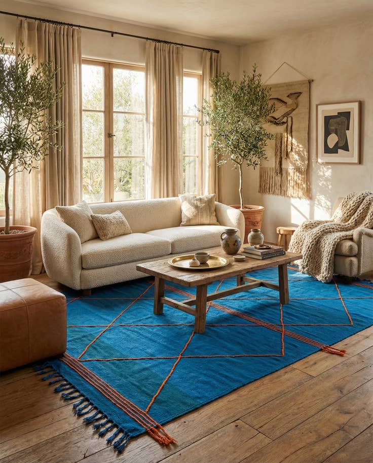 Detail image of 6' 4 x 9' 9 Hand Knotted Moroccan Wool Rug
